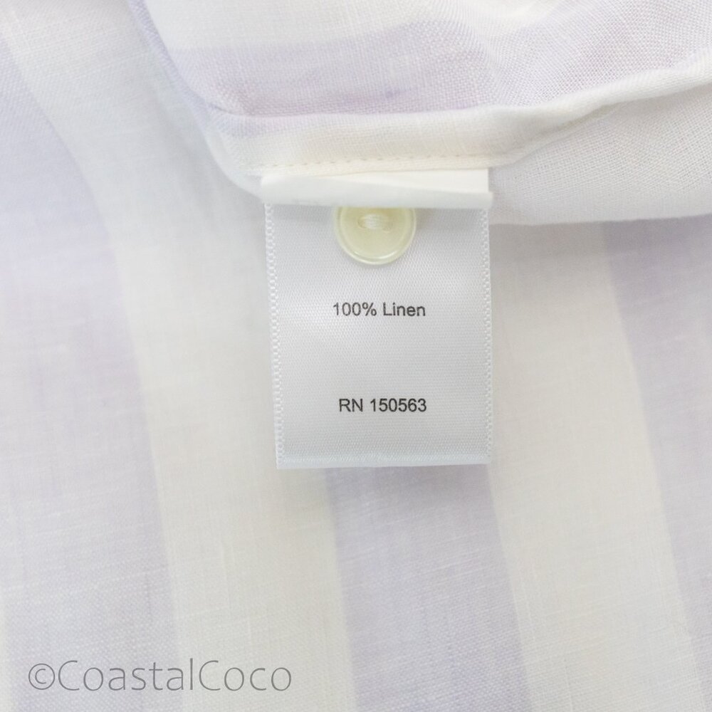 Hinson Wu Larissa Size S Oversize 100% Linen Striped Cabana Beach Resort Coastal - Picture 6 of 12